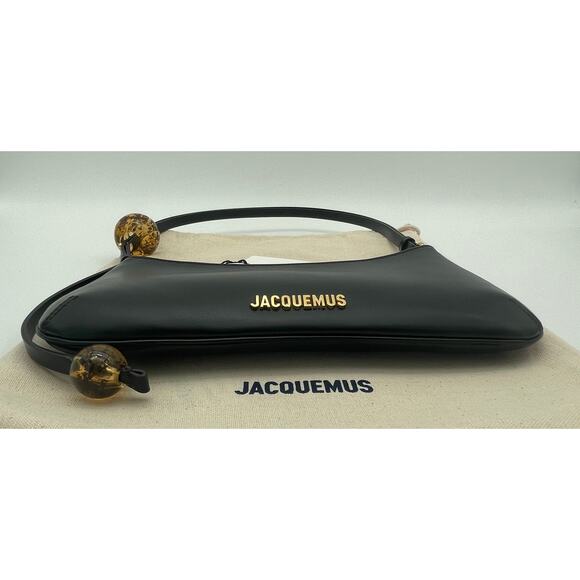 JACQUEMUS LEATHER BLACK SHOULDER BAG PURSE AUTHENTIC - Picture 13 of 15